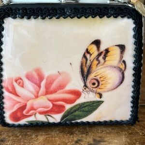 Botanical handbag by Debora Crichton. Brand new, 6” wide at base by 5” high.